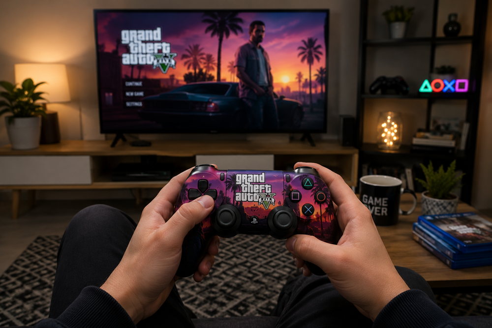 دسته بازی طرح PS4 PLAY X GTA VI